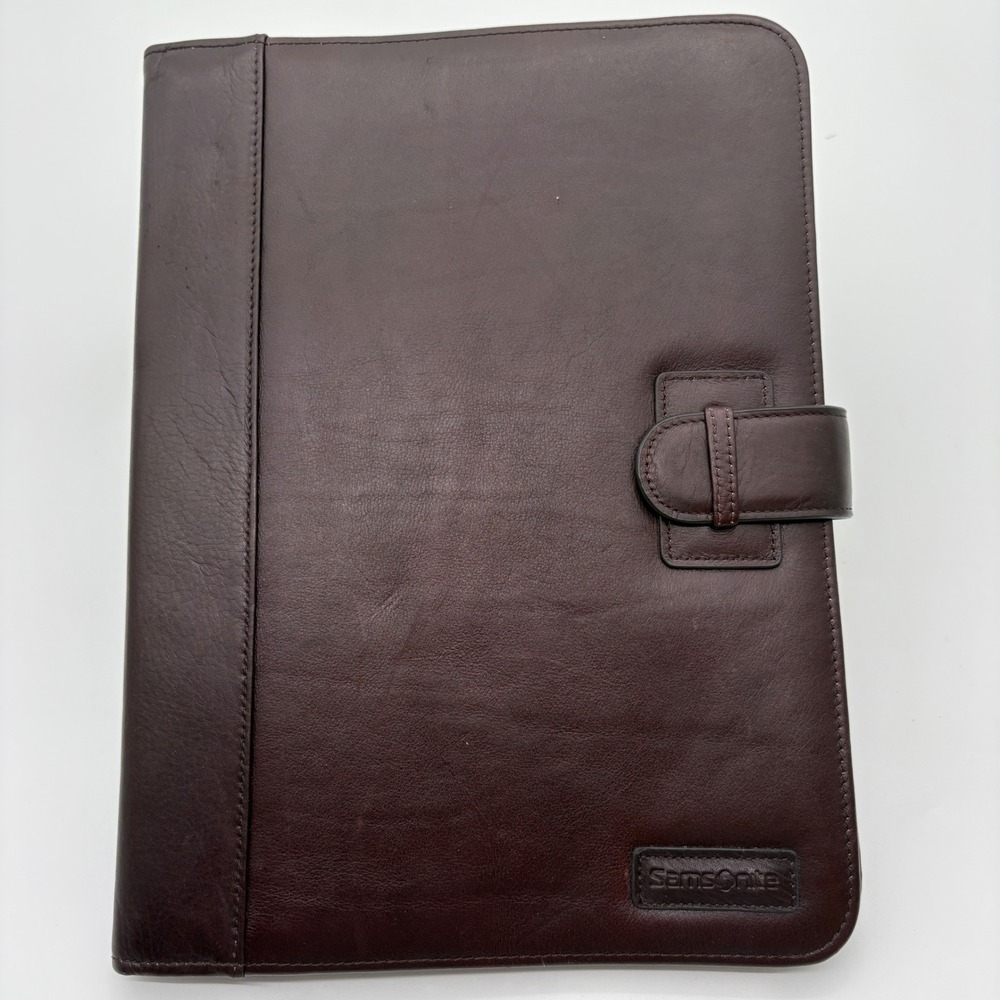 Samsonite Dark Brown Leather Professional Padfolio Business Portfolio Organizer
